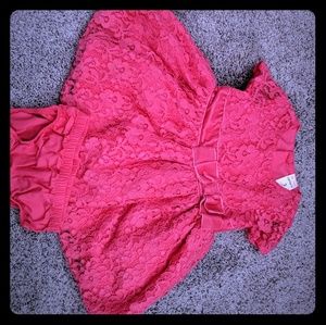 Baby girl's pink lace dress with bloomers